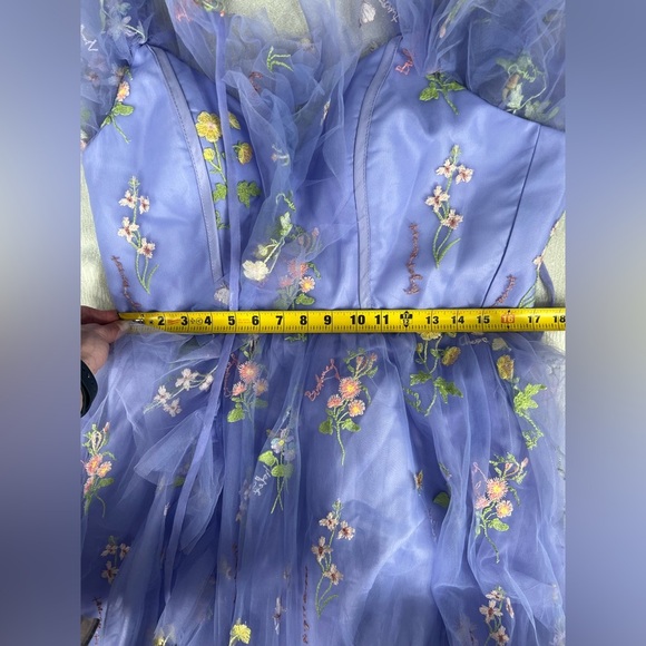 Fairycore formal Spaghetti Strap Floral Embriodered Dress in Purple size 10 NWOT - Picture 10 of 16